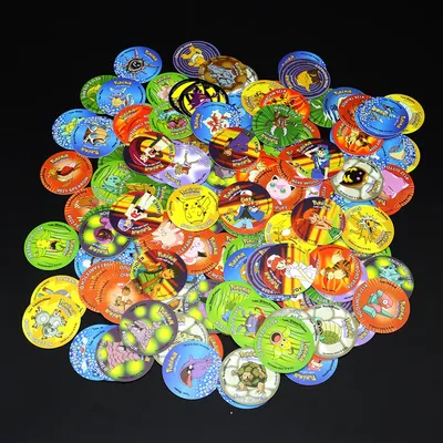 30 Stück Ash Ketchum Tazos Pokemon Starter Pokemon Taps Sammelkarte Pikachu Trainer Runde Pogs Cheetos Chipitaps 1st Edition Image