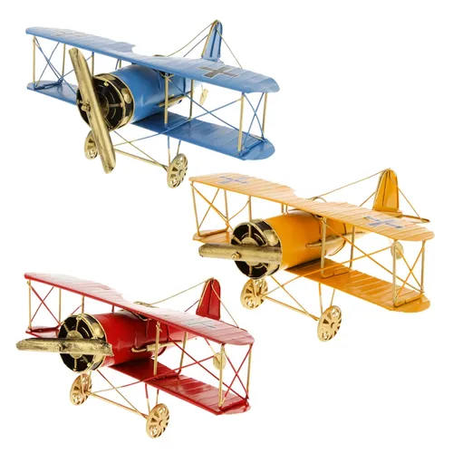 Vintage Zinn Metall Flugzeug Modell Doppeldecker Flugzeug Decor Spielzeug Geschenke