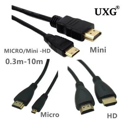 10M 0,3 M 1M Mini Micro HD Zu HDMI-kompatibel Kabel High Speed Adapter Vergoldet Stecker für Kamera Monitor Projektor Notebook TV