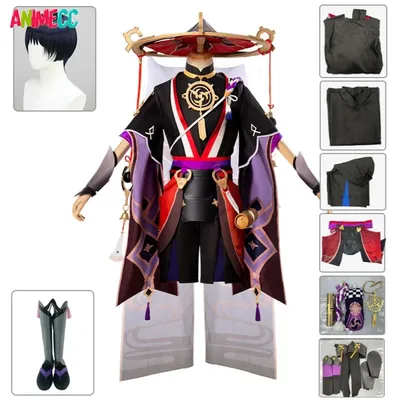 Animecc scara mouche cosplay kostüm perücke spiel genshinimpact cosplay halloween genshin cosplay Image