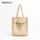 MABULA Mode Sommer Strand Stroh Taschen Luxus Design Frauen Schulter Tasche Weibliche Hohl Handwoven