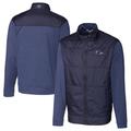 Men's Cutter & Buck Navy UTSA Roadrunners Big Tall Stealth Hybrid Quilted Full-Zip DryTec Windbreaker Jacket