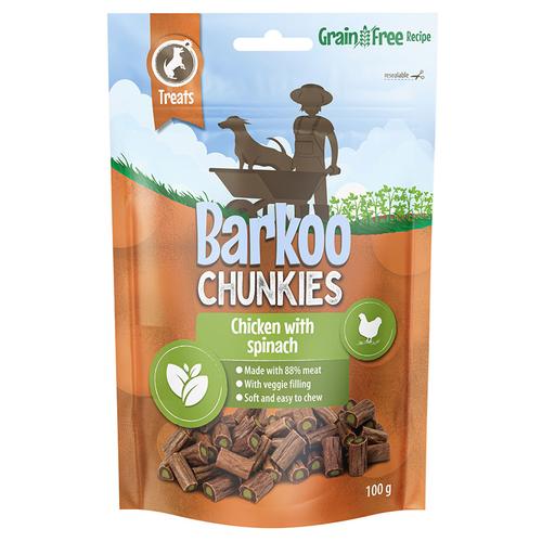6x 100g Chunkies Gefüllte Sticks: Huhn & Spinat Barkoo Hundesnacks