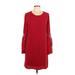 Mika Mindel Casual Dress - Shift Scoop Neck Long sleeves: Red Print Dresses - Women's Size Large