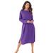 Plus Size Women's Long-Sleeve Henley Print Sleepshirt by Dreams & Co. in Plum Burst Dot (Size 7X/8X) Nightgown