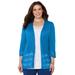Plus Size Women's Pointelle Chevron Cardigan by Catherines in Vibrant Blue (Size 0X)