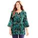 Plus Size Women's Affinity Chain Pleated Blouse by Catherines in Waterfall Painterly Strokes (Size 1XWP)