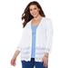 Plus Size Women's Pointelle Chevron Cardigan by Catherines in White (Size 3X)
