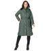 Plus Size Women's Quilted Collarless Long Jacket by Jessica London in Pine (Size 20 W)