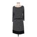 White House Black Market Casual Dress Scoop Neck 3/4 sleeves: Black Color Block Dresses - Women's Size Medium