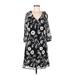 Danny & Nicole Casual Dress - Shift: Black Floral Dresses - Women's Size 6