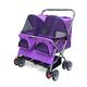 Pet Stroller Double Pet Travel Stroller Dog Cat Pushchair Foldable, Pet Buggy for Pets Cats Black Purple with Rain Cover Max Loading 30kg