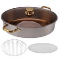 Oval Fish Steamer Pot, Stainless Steel Boiling Soup Hotpot with Ceramic Pan Lid for Seafood