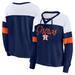 Women's Fanatics Branded Navy/White Houston Astros Even Match Lace-Up Long Sleeve V-Neck T-Shirt