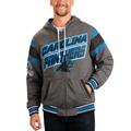 Men's G-III Sports by Carl Banks Gray/Black Carolina Panthers Extreme Full Back Reversible Hoodie Full-Zip Jacket