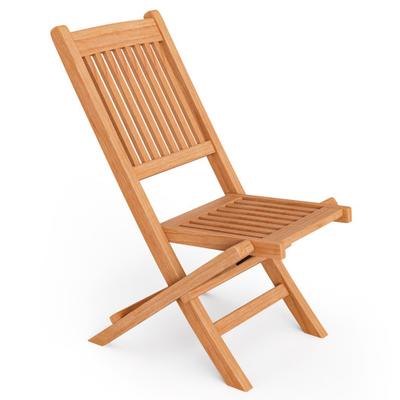 Costway Indonesia Teak Wood Patio Folding Dining Chair with Slatted Seat