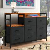 Wade Logan® Azor 8 - Drawer 52" W Media Console TV Stand Storage Credenza Wood/Metal in Black | 34.6 H x 52 W x 11.8 D in | Wayfair