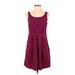 Ann Taylor Casual Dress - Party Scoop Neck Sleeveless: Burgundy Solid Dresses - Women's Size 4