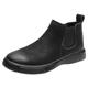 rismart Men Leather Chelsea Boots Ankle Slip on Casual Shoes for Indoor Outdoor Black,9