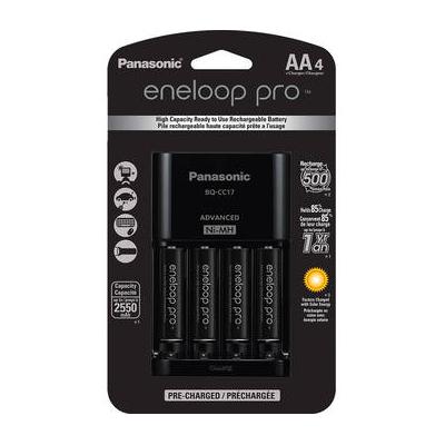 Panasonic eneloop Pro Rechargeable AA Ni-MH Batteries with Charger (2550mAh, 4-Pack) K-KJ17KHCA4A