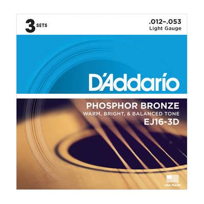 D'Addario EJ16-3D Light Phosphor Bronze Multi-Pack Acoustic Guitar Strings (6-String EJ16-3D