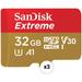 SanDisk 32GB Extreme UHS-I microSDHC Memory Card with SD Adapter Kit (3-Pack) SDSQXAF-032G-GN6MA