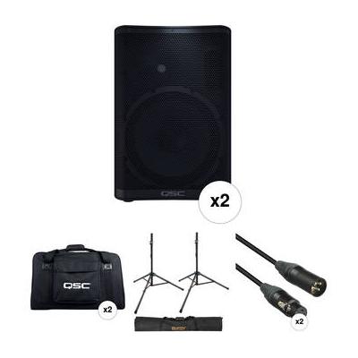 QSC CP12 Compact Loudspeakers with Bags, Stands, a...