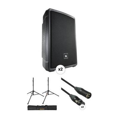 JBL IRX112BT Compact Powered 12" Portable Speaker Pair Kit with Stands, Stand B IRX112BT