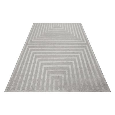 Outdoorteppich ESPRIT "Carolina ESP-54227", grau (hellgrau), B:133cm H:6mm L:200cm, Polypropylen (PP), Teppiche, mit Hoch-Tief-Effekt, modern, robust, pflegeleicht, Terrasse, Küche Image