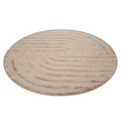 Outdoorteppich ESPRIT "Spirit, ESP-54229", beige (sand beige), H:6mm Ø:120cm, Polypropylen (PP), Teppiche, mit Hoch-Tief-Effekt, grafisch, modern, robust, Terrasse, Küche Image