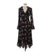 Thakoon Collective Casual Dress - Wrap: Black Floral Dresses - Women's Size 2