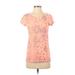 J.Crew Short Sleeve T-Shirt: Pink Floral Tops - Women's Size Small