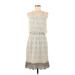 Casual Dress - Mini Keyhole Sleeveless: Ivory Dresses - Women's Size 6