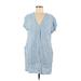 Gap Casual Dress - Shift V Neck Short sleeves: Blue Print Dresses - Women's Size Medium