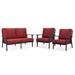 Hokku Designs Pandora 56.69" Wide Outdoor Loveseat w/ Cushions Metal in Red | 34.25 H x 56.69 W x 33.66 D in | Wayfair