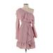 Wish Casual Dress - A-Line Open Neckline Long sleeves: Pink Print Dresses - Women's Size Small