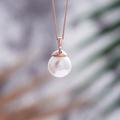 Pearl Pendant Necklace in Rose Gold Vermeil, Modern Pearl Pendant, Single Round White