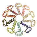 10pcs Queen Letter Charms with Rhinestone LTC0046-LTC0050 For Bracelet Jewelry Making Accessories