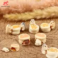 Dollhouse Cute Miniature Hamster Eatting Desserts Hamburger Food Set Mini Kitchen Decoration