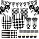 Black White Racing Car Theme Party Supplies Disposable Tableware Set Paper Plate Cups Boys Birthday