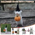 Kit No Finish Halloween Hallowmas Christmals Mouse Mice with Pumpkin Cake Wool Needle Felt Kit Funny