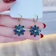 Koreanische Blau Blumen Passende Ohrringe für Frauen Super Kleine Temperament Schlank Kristall