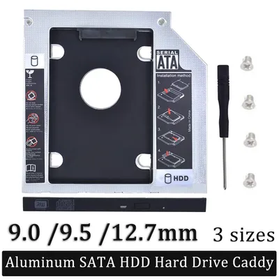 9 0 9 5 12 7mm HDD Aluminium SATA III Festplatte Caddy 2 5 2nd Ssd Festplatte Caddy Adapter Bay für