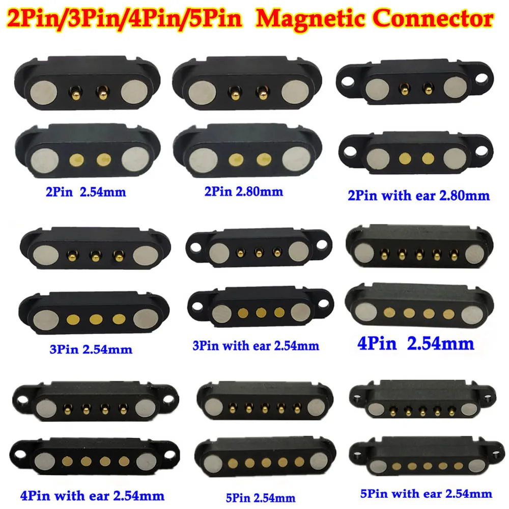 1set 2A DC Magnetische Pogo Pin Stecker 2Pin 3Pin 4Pin 5Pin Pogopin Männlich Weiblich abstand 2,5/2,80mm Federbelastete DC Steckdose Image
