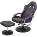 Inbox Zero Gaming Chair w/ Ottoman, Upholstered Adjustable Reclining Chair, Swivel Recliner w/ Footrest in Indigo | Wayfair