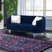 Rosdorf Park Eydis 102.4" Velvet Round Arm Curved Loveseat Velvet in Blue | 35 H x 102.4 W x 37 D in | Wayfair 6A33785FDF1C4258AECB03DDBEC6E00D