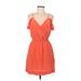 Joie Casual Dress - Mini Plunge Sleeveless: Orange Solid Dresses - Women's Size Small