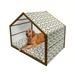 Dog Pet House Sketch Style Canine with Abstract Yellow Toned Dots Greyscale Cartoon Pets Outdoor & Indoor Portable Dog Kennel with Pillow and Cover 5 Sizes Grey Marigold White by Ambesonne