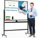 Office4U Mobile Rolling 48 x36 Magnetic Height Adjustable Dry Erase White Board Perfect for School Office Home - Black