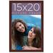15X20 Dark Brown Real Wood Picture Frame Width 0.75 Inches | Interior Frame Depth 0.5 Inches | Dark Wood Traditional Photo Frame Complete With UV Acrylic Foam Board Backing & Hanging Hardware